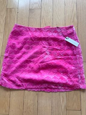 cupcakes & cashmere Hot Pink Heart-Embossed Velvet Mini Skirt